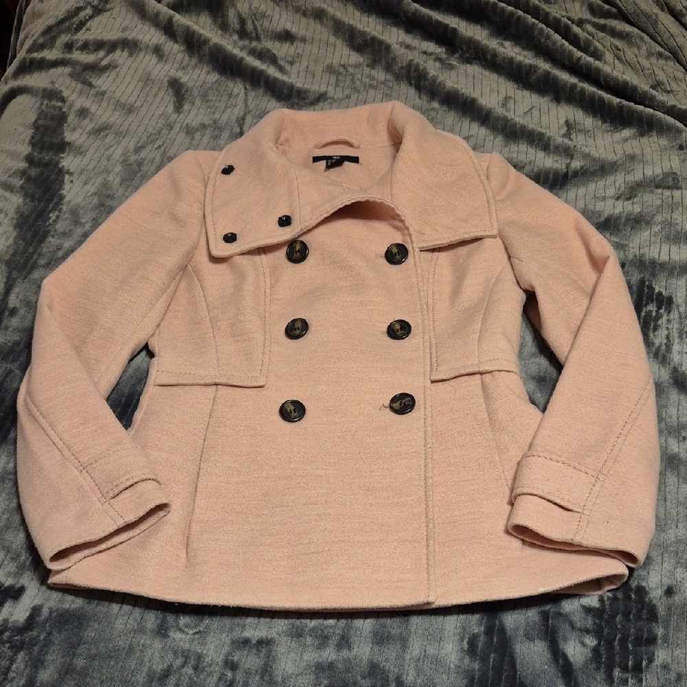 H&M Light Pink Double-Breasted Pea Coat